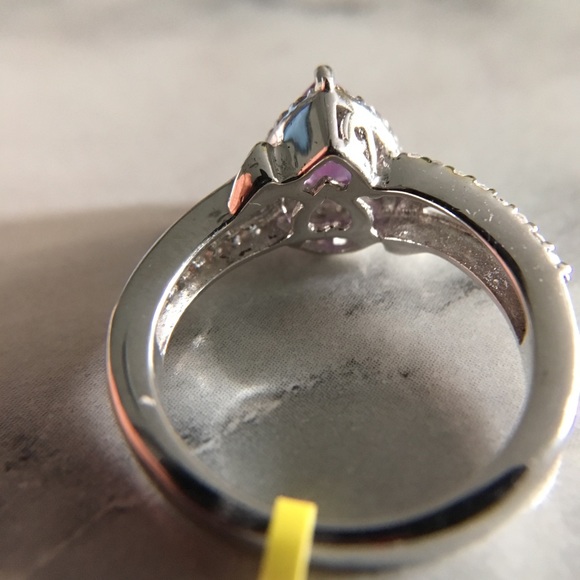 Genuine Gemstone Mashamba Amethyst & Zircon Sterling Silver Ring Sz 6 - Picture 5 of 6